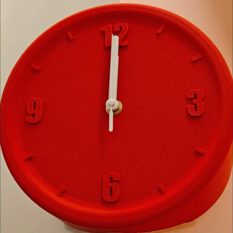 horloge murale rouge moderne aiguille quartz résine fixée sans perforations silencieuseDecorationMurale