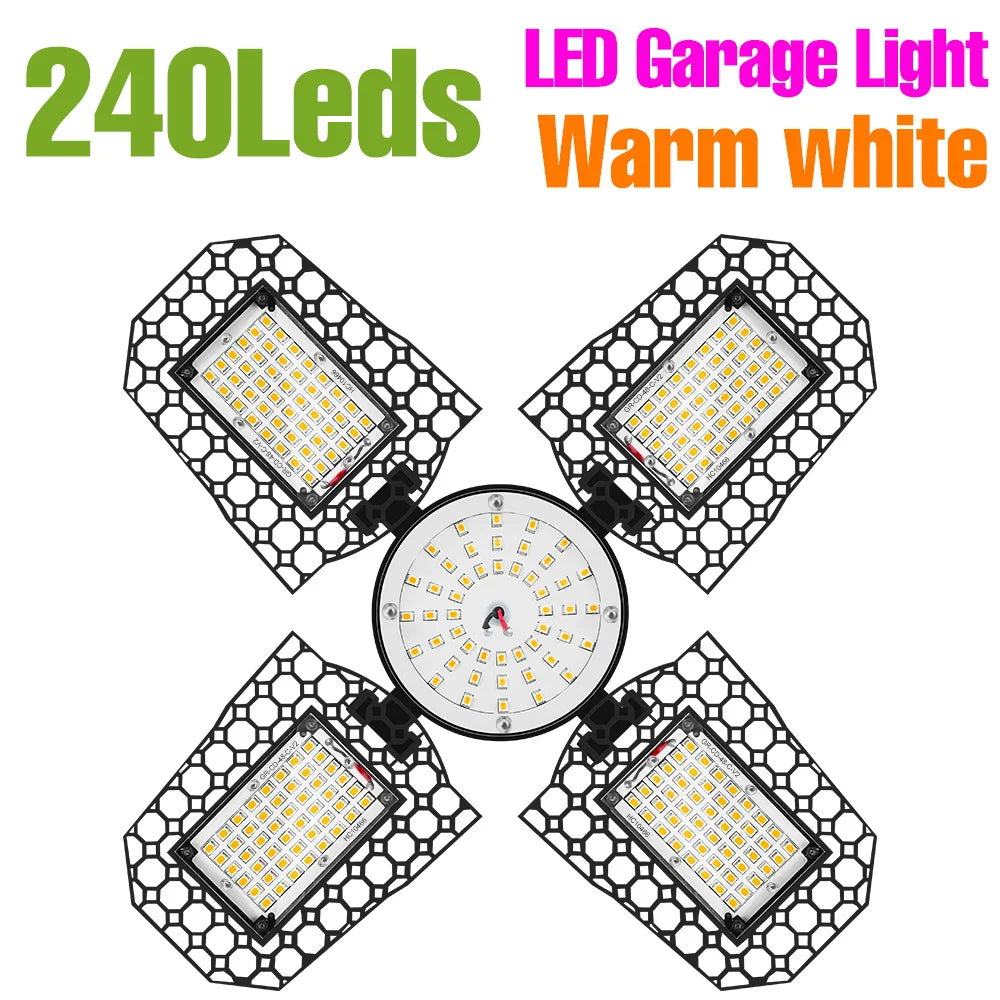 lampe garage led noir moderne grille hexagonale 1000 lumens 20000 heures 2700k 6500k