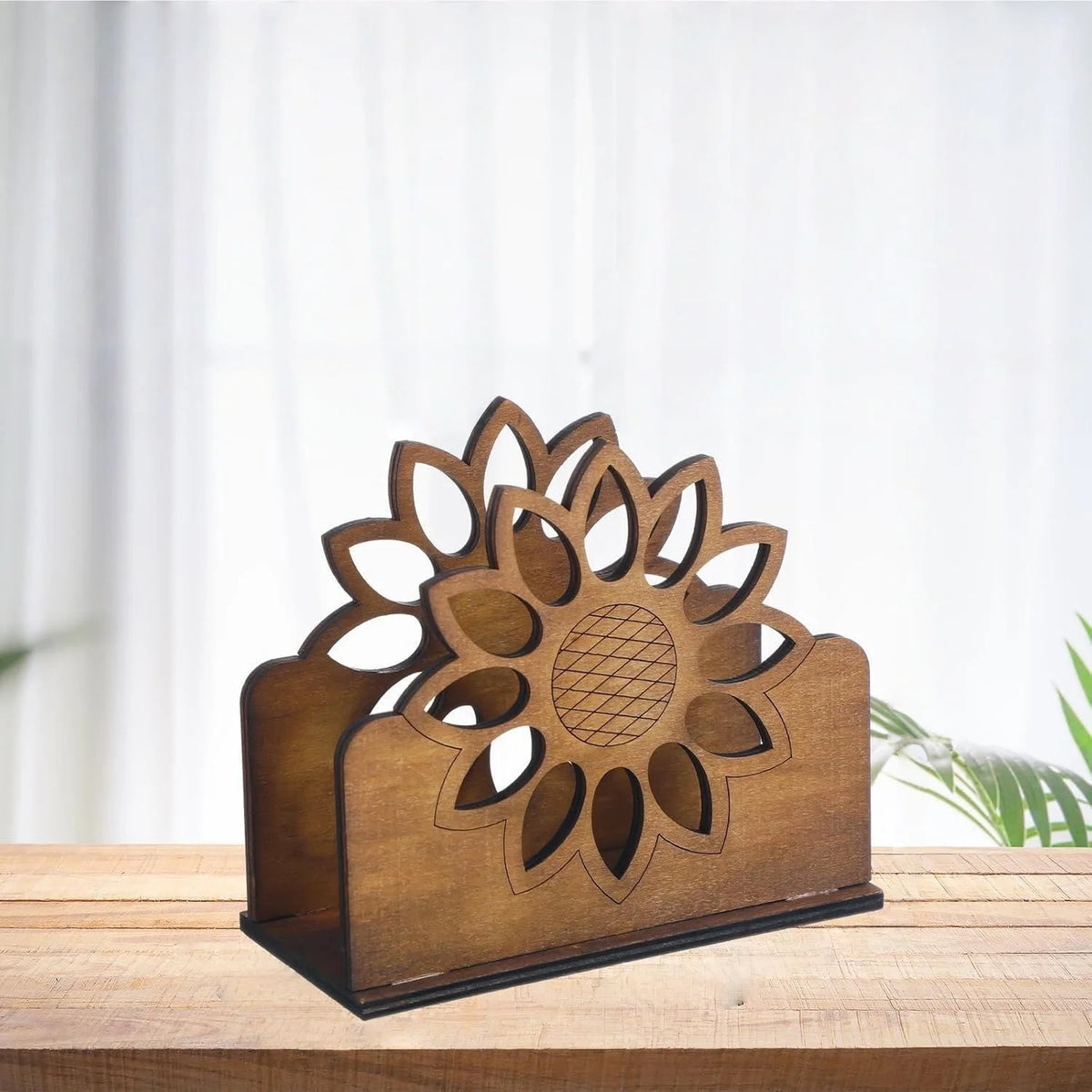 porte serviettes bois fleur tournesol vintage adhésif marron clair salle manger cuisine décoration comptoir