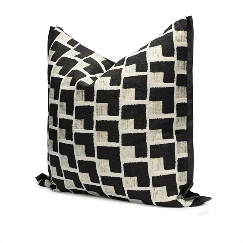 coussin carré géométrique noir blanc adhésif contemporain housses décoration salon canapé voiture decoration