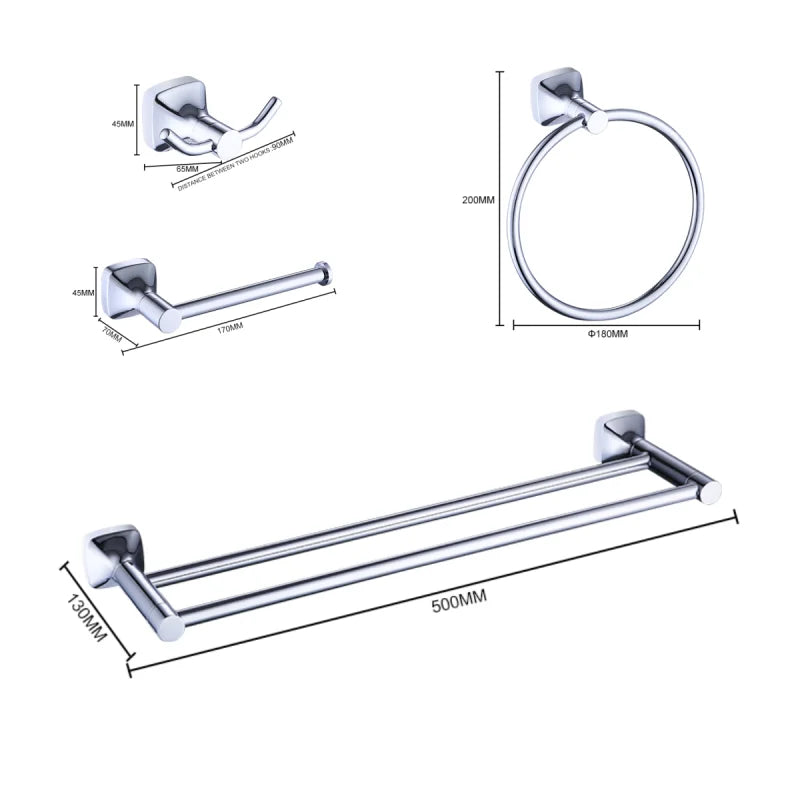 ensemble accessoires salle bain chrome porte serviette savon dentifrice gobelet mural métal