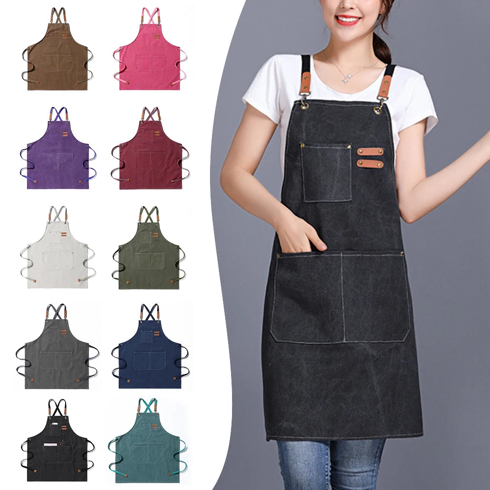tablier toile résistant graisse poche avant cuir élégants ocassion cuisine barbecue restaurant durable lavable