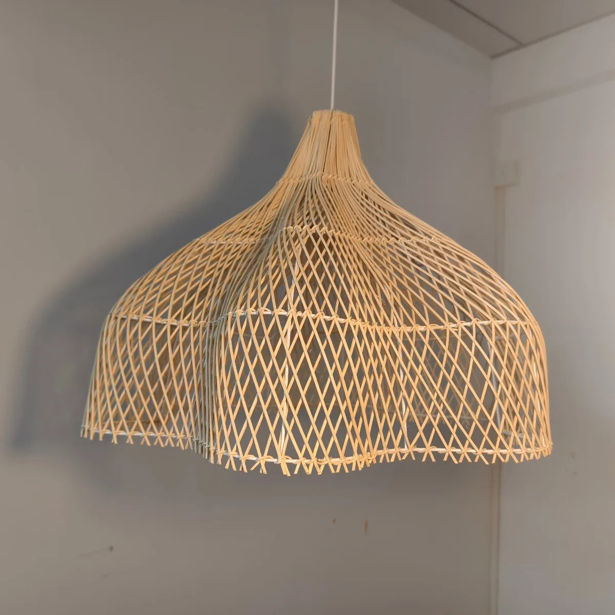 lampe suspendue tressée moderne rustique 60cm 80cm eyelets natural bois