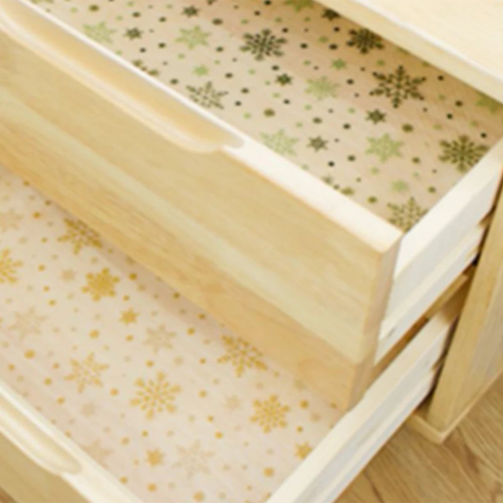 tapis sol decoratif eva beige bleu clair fleurs blancs feuilles vertes kitchen drawer mat