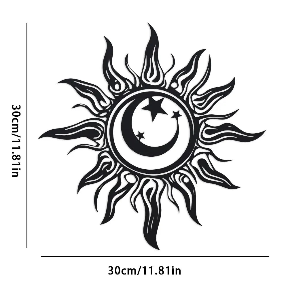 sticker mural noir soleil tribal graphique étoiles luneintérieur extérieur salon patio chambreSuspension murale