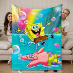 couverture polaire dessin animé bob l'éponge multicolore bleu vert enfant moderne hand wash toutes