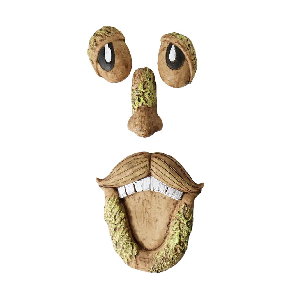 masque arbre résine yeux plastique moustache barbe artisanal jardin décoration pastorale naturelle