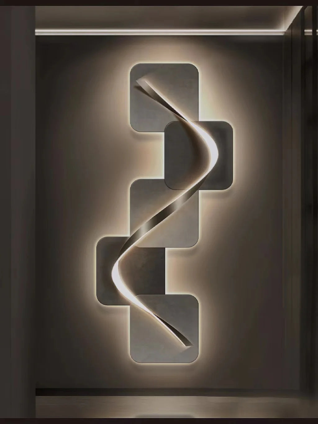 applique murale contemporaine led blanc gris spirale relief 100x46cm 120x55cm