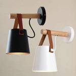 lampe murale moderne minimaliste abatjour conique sangles cuir éclairage chambre salon cuisine industriel fixée