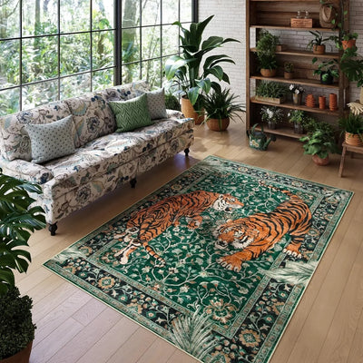 Tapis tigre jungle salon grand format