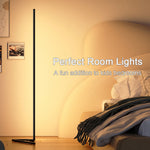 lampe sol led moderne noir pied triangulaire télécommande rgbww 12v 1115w
