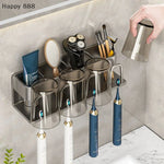 porte brosses dents argenté bleu blanc moderne crème brosse toilette rasoir électrique maquillage tasse