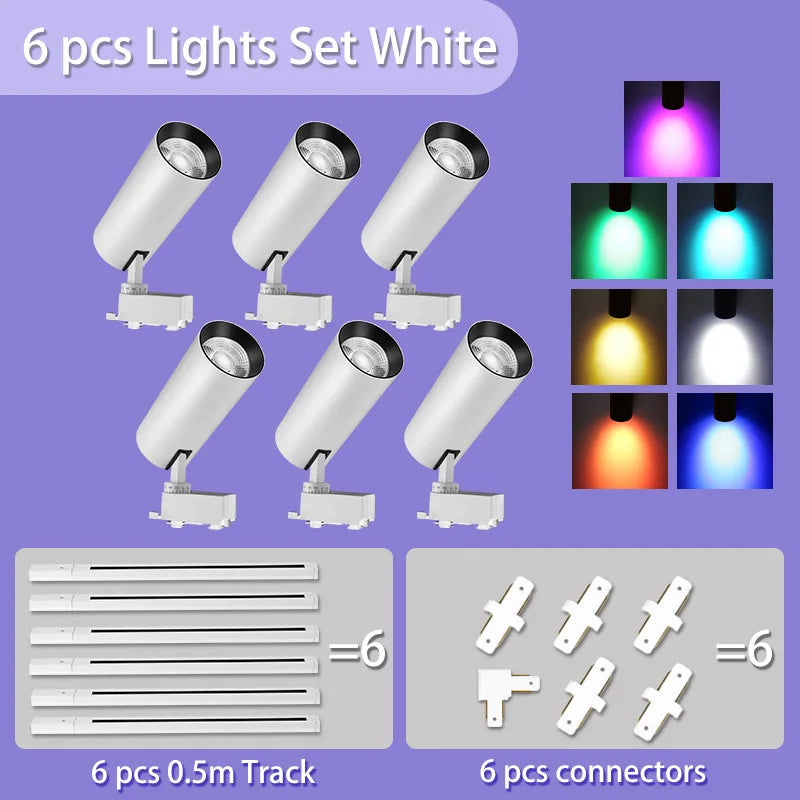 spot lumineux led rvb moderne noir toucher rail 220v flux lumineux variable certifié rohs