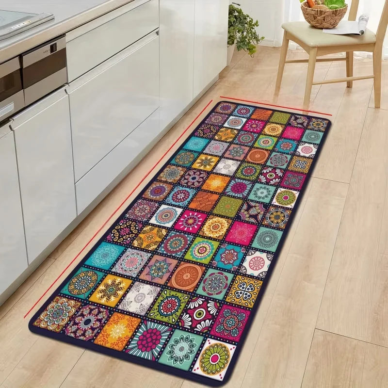 tapis sol moderne patchwork floral multicolore antidérapant extérieur intérieur