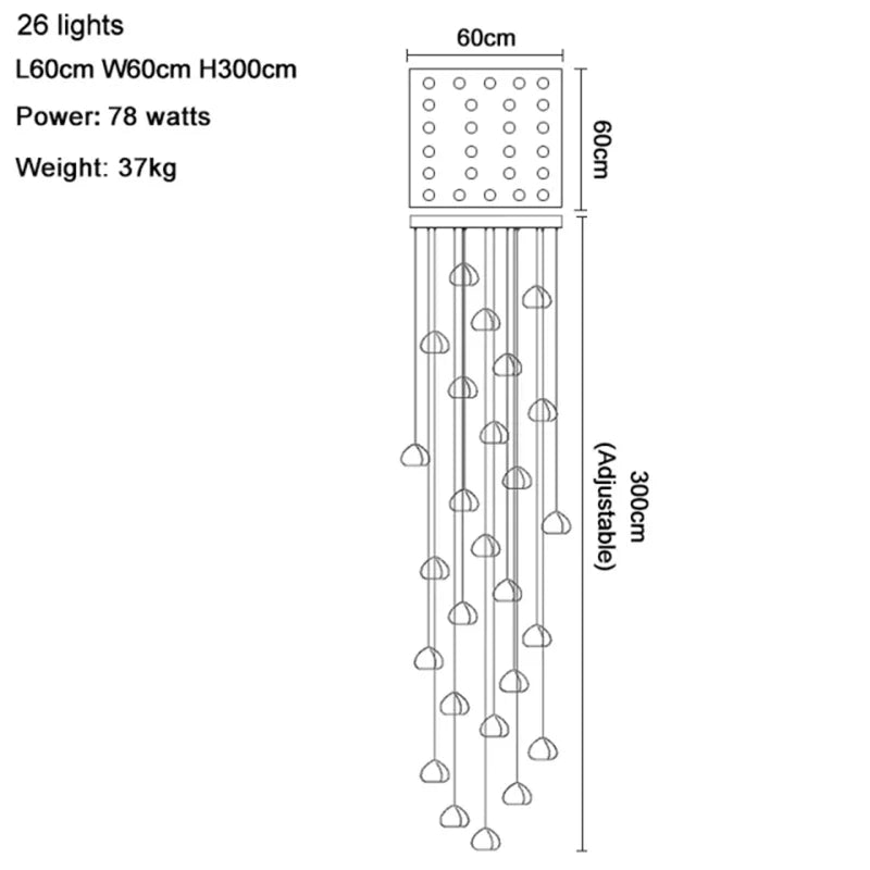 suspension lumineuse led transparente forme organique moderne 249 2000 lumens