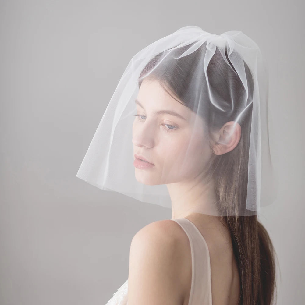 voile mariée deux couches nylon blanc bord coupé classique transparent léger future mariée