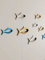 décoration murale poisson 3d moderne plastique adhésif argent bleu or salon