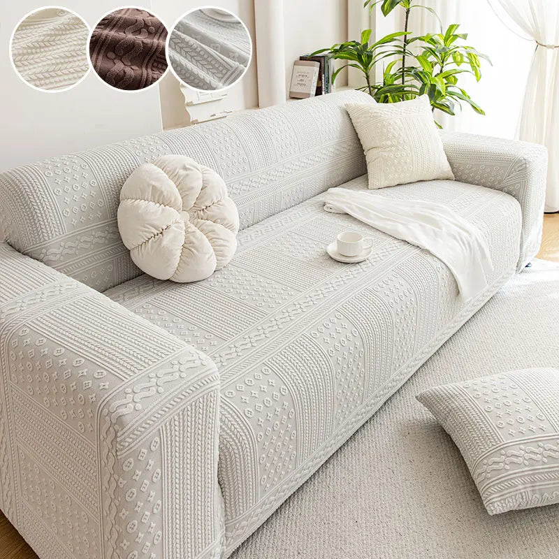 housse canapé élastique motif géométrique polyestère beige traditionnel maison fixations inclusesModule:semicolon
