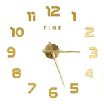 horloge murale moderne quartz aiguille adhésive noir doré salon grande taille