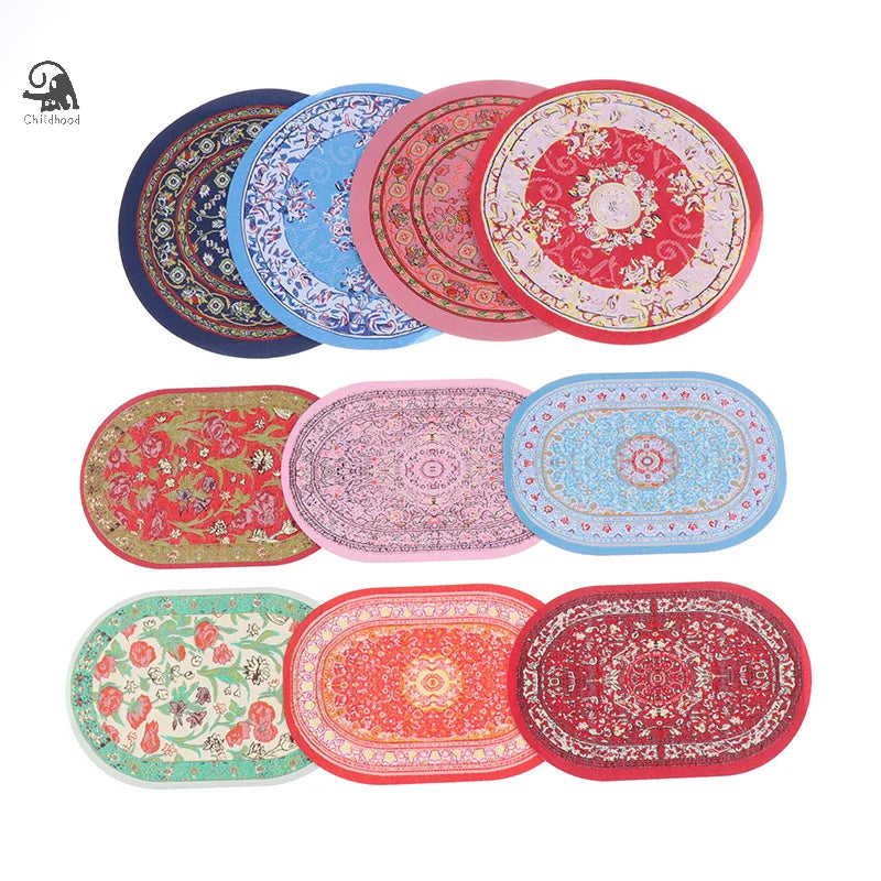 tapis ornements floraux motifs géométriques classique ethnique bleu rose vert rouge marron
