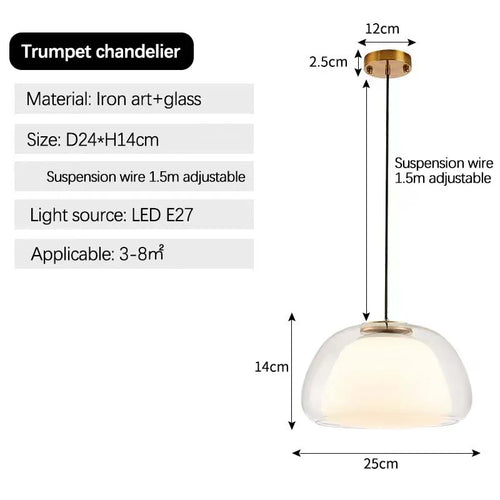plafonnier led verre moderne simple transparent salle chambre câble suspension ajustable e27