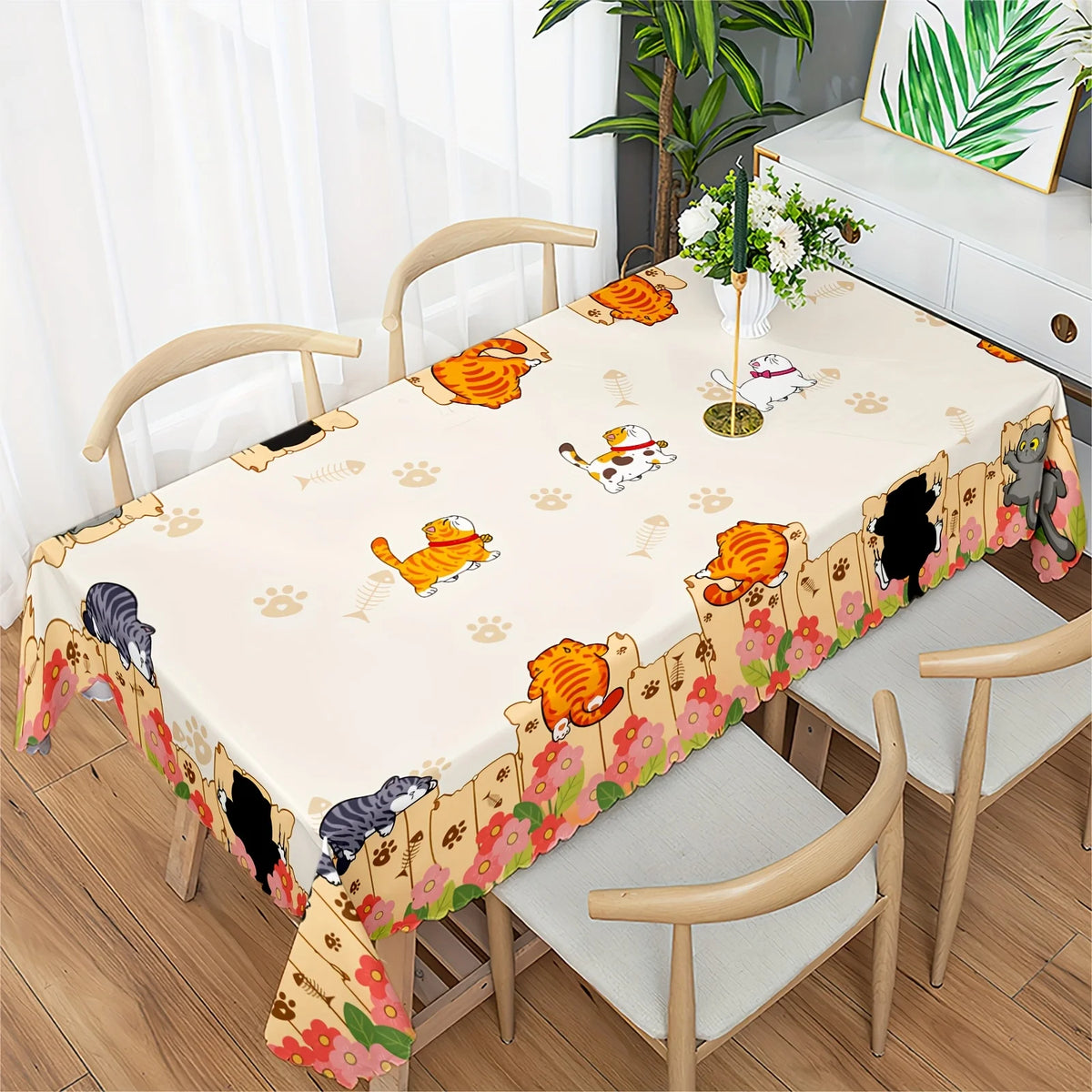 nappe imperméable chats poissons fleurs moderne extérieur printemps été automne hiver machine