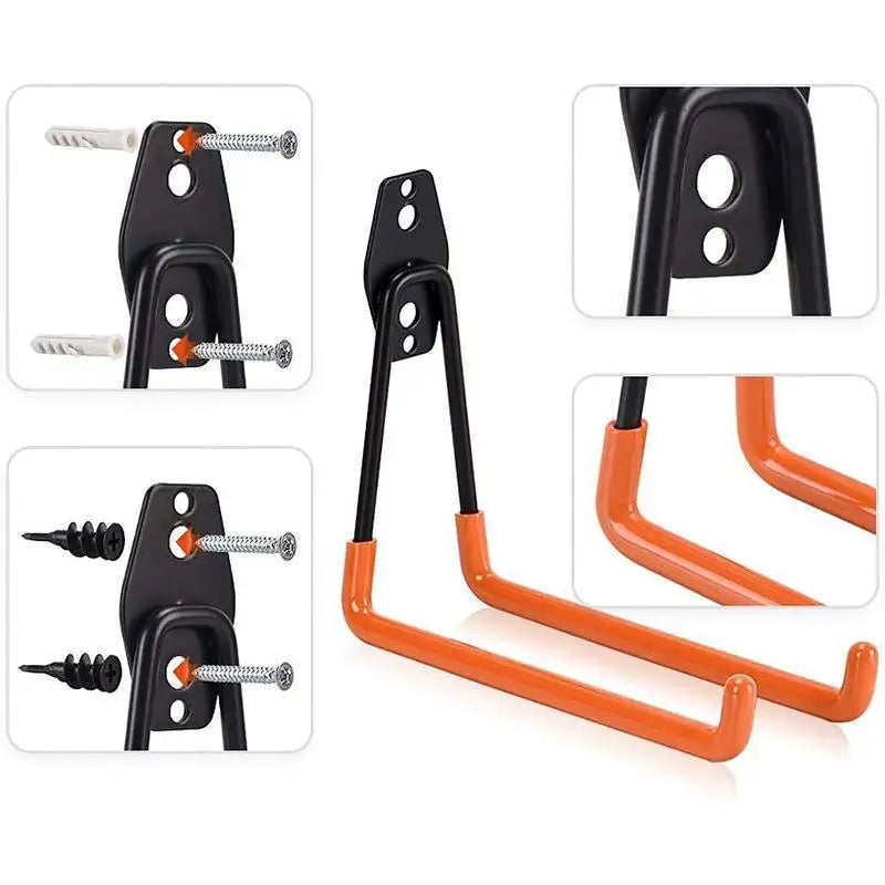 support mural moderne crochet noir orange outils jardin vélo fixations vis multiple'utilisation