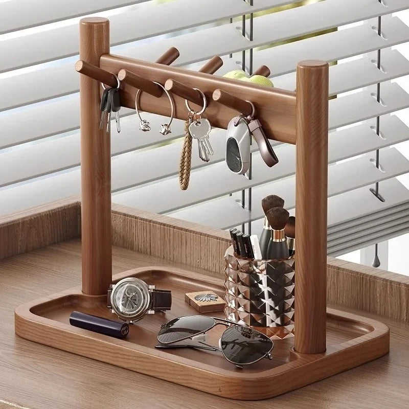 rangement bois minimaliste porte clés lunettes bijoux pinceaux parfum moderne
