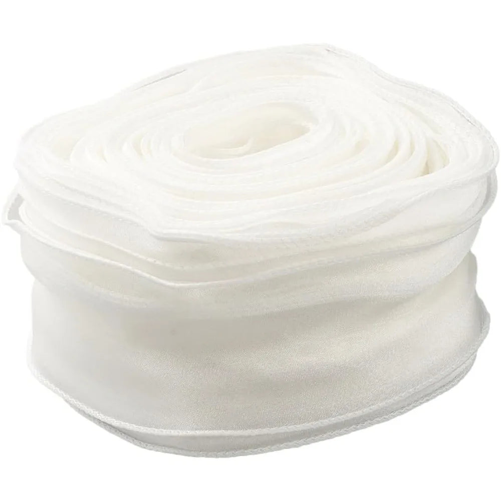 ruban organza blanc polyester transparent festif décoration gâteaux fleurs cadeaux 55mm large 34m longueur