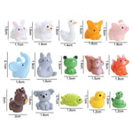 miniatures animaux cartoon blanc rose vert jaune gris bleu marron