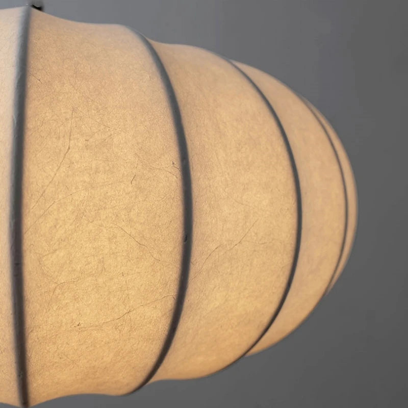 suspension lumineuse soie blanc rayures horizontales moderne passe câble noir