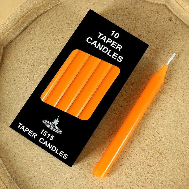 bougies parfumées boîte 10 pièces rouge blanc jaune rose orange bleu vert marron noir