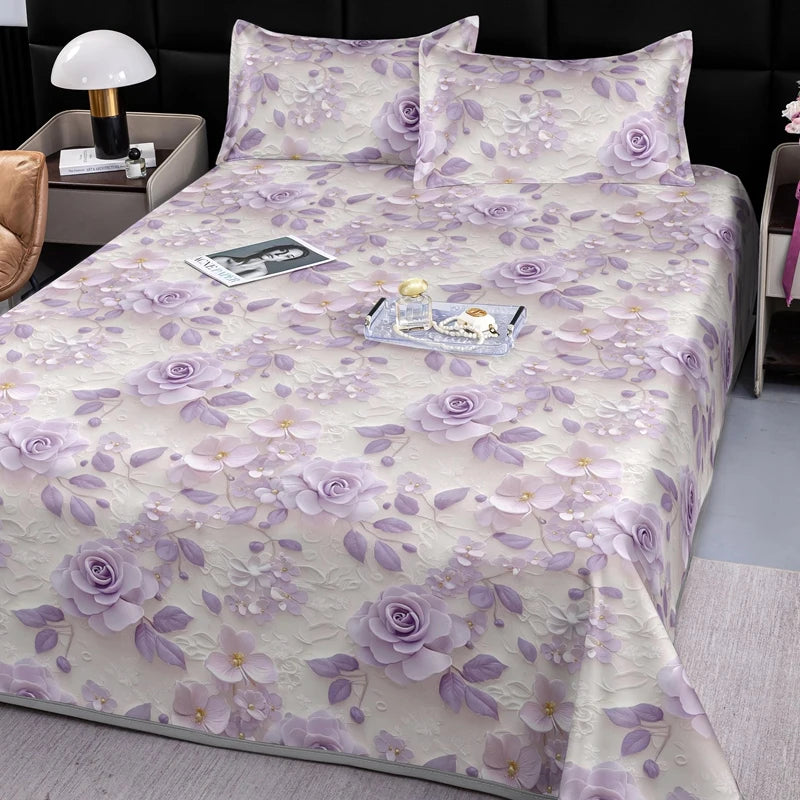 drap lit complet fleurs classique vert clair bleu clair beige violet rose adultes chambre