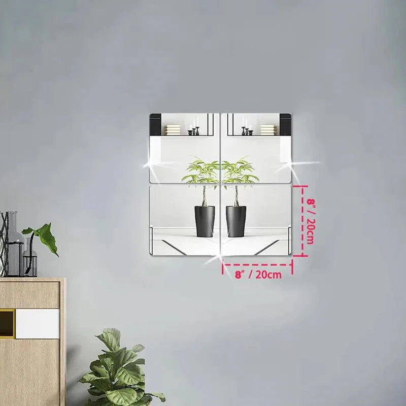 miroirs auto adhésifs modernes transparents noir blanc 20cm 30cm décoration murale pièces