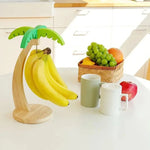 support bananes bois vert stylisé moderne feuilles palmiers anneaux métalliques deco cuisine