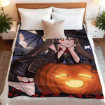 couverture polyester anime hutao bleu rouge halloween portable maison hiver automne multifonctionnelle