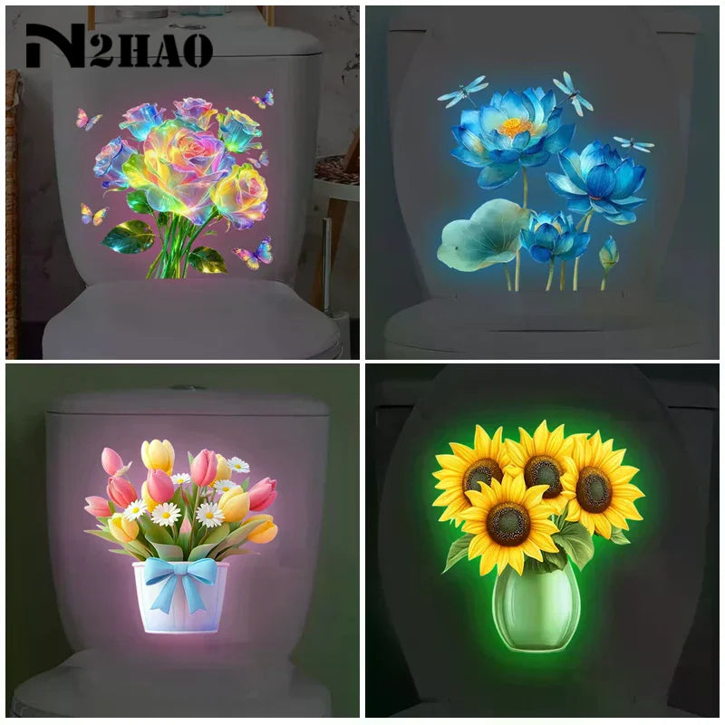 stickers decoratifs lumineux fleurs multicolores papillons arbre fruitier moderne adhésif chambre salon decoration maison