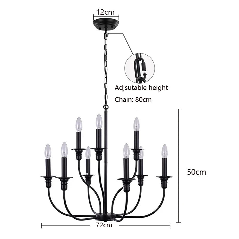 chandelier industriel or noir classique éclairage salon chambre ampoules transparent