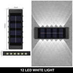 lumière solaire murale moderne 12 led blanc chaud ip65 étancheextérieur jardin décoration