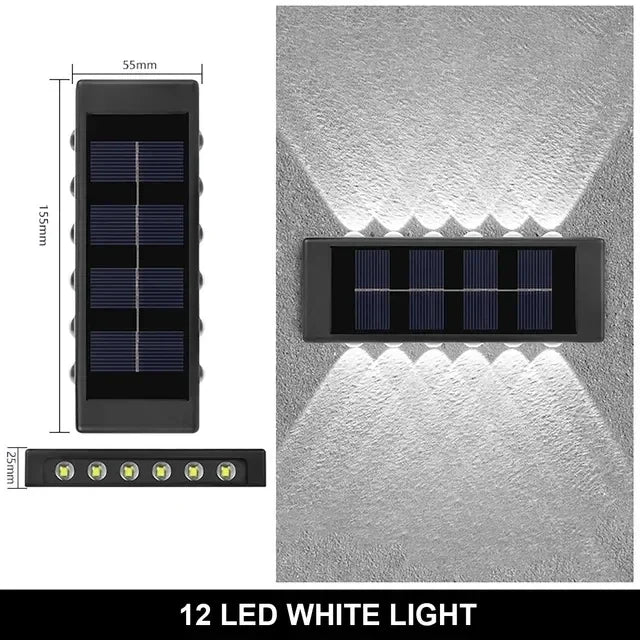 lumière solaire murale moderne 12 led blanc chaud ip65 étancheextérieur jardin décoration
