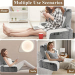 coussin repos pliable ergonomique velours gris blanc support lombaire portable