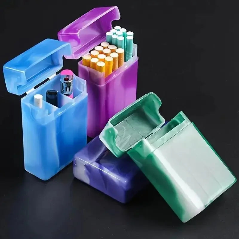 boîte cigarettes bleu marbré moderne boîte briquet stylo violet vert