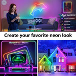 ruban lumineux néon multicolore flexible moderne clips fixation bluetooth contrôlable étancheextérieur