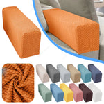 protège accoudoirs tissé motifs géométriques orange bleu marine gris clair clips modernes