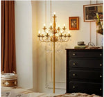 lampe poser dorée cristaux transparents classique chambre coucher led 15 sources lumineuses 30m zone