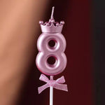 bougies chiffres anniversaire rose glitter couronne piquées decoration festive gâteau