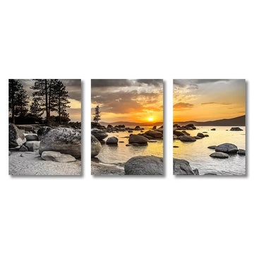 toiles d'art moderne paysages marins couchers soleil rochers arbres sans cadre