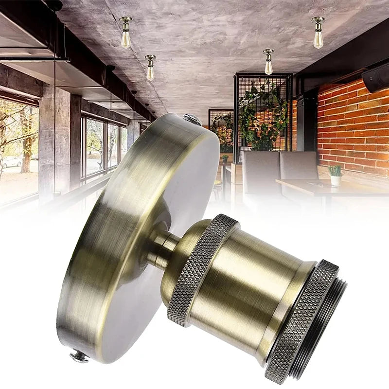 support ampoule vintage or cuivre noir moderne inclusion vis écrous câbles bronze golden