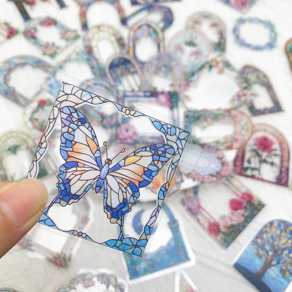 autocollants floraux art nouveau multicolores motifs papillons adhésifs décoratifs scrapbook diy 50 pièces