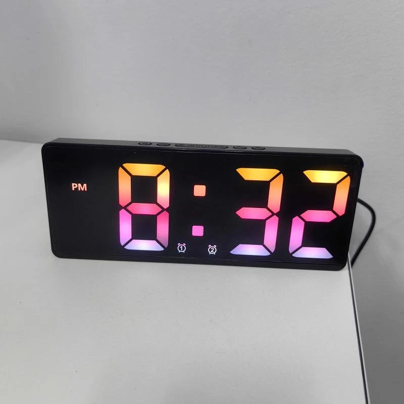 horloge numérique moderne affichage LED noir quartz détecteur vocal 12H 24H